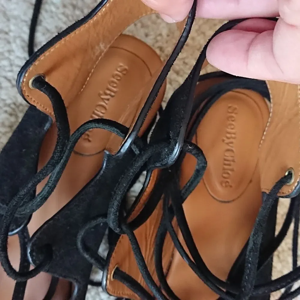 See by Chloé Liana Suede Gladiator Sandals size 38.5